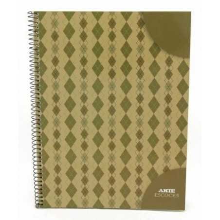 Cuaderno Con Espiral A Tapa Flexible Escoces X Hojas Cuadriculado Arte