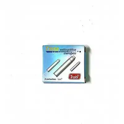 Tinta estilografica x 6 cartuchos en color azul TRABI