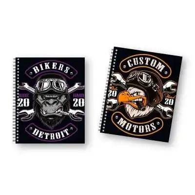 Cuaderno 16x21 cm RAYADO Tapa dura con elástico Bikers x120 hojas Onix