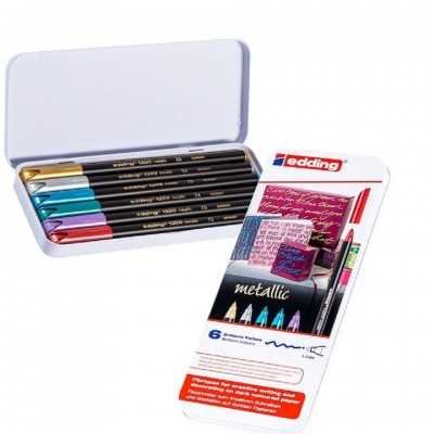 Set Marcador Colourpen Art 1200 Metallic x6 colores lata Edding