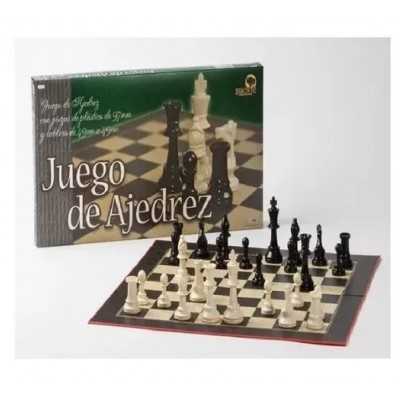 Ajedrez piezas de plástico de 97 mm +tablero de 49x49 cm Bisonte