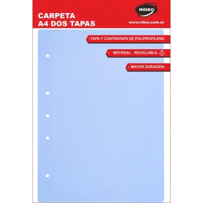 Carpeta A4  colores traslúcidos dos tapas Rideo