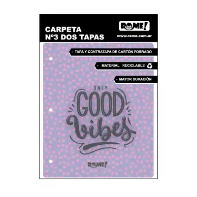Carpeta N°3  cartone Good Vibes de dos tapas Rome