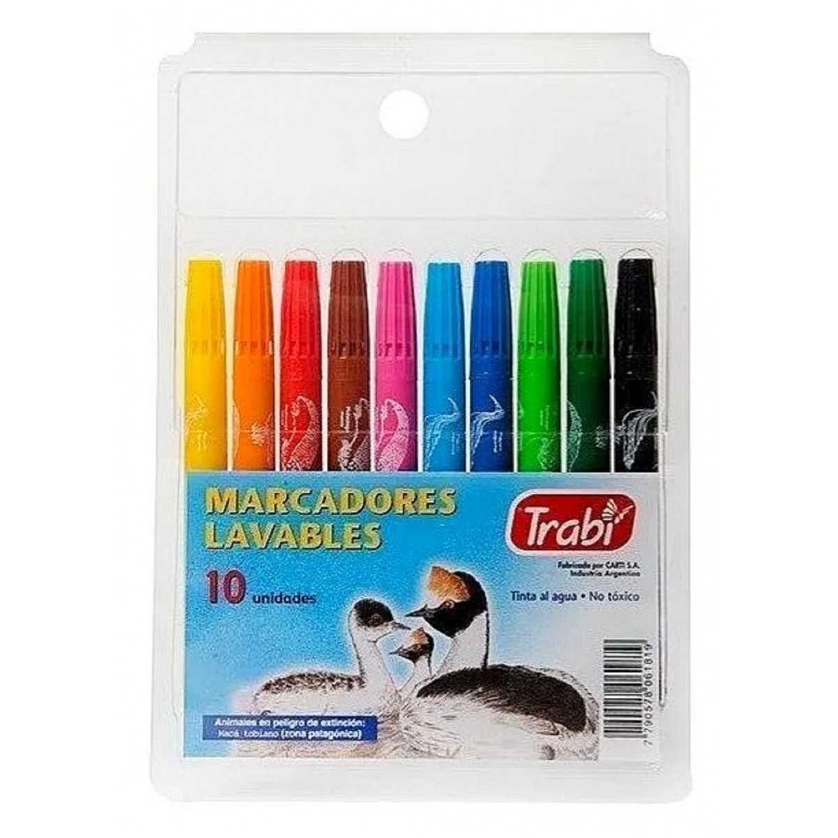 Set Marcadores Coloring x10 colores lavables Mooving