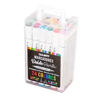Set de marcadores artísticos al alcohol doble punta en valija x24 colores Talbot