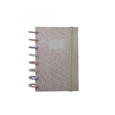 Cuaderno 14x21 cm con sistema de discos Rosa x110 hojas tapas plásticas y elástico Do Decorline