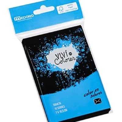 Sobre para tarjeta 7x10,5 cm negro de 120 grs x 10 unidades Medoro