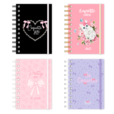 Agenda 10x15 cm diaria Coquette con espiral Onix