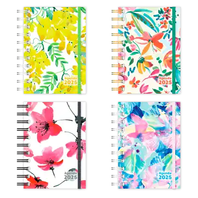 Agenda 10x15 cm diaria Acuarelada con espiral Onix