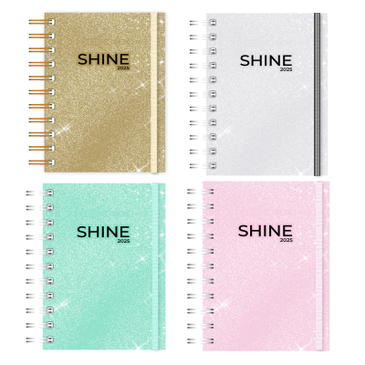 Agenda 10x15 cm diaria Shine con espiral Onix