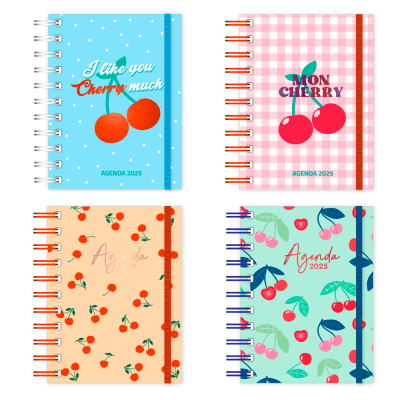 Agenda 10x15 cm diaria Cherry con espiral Onix