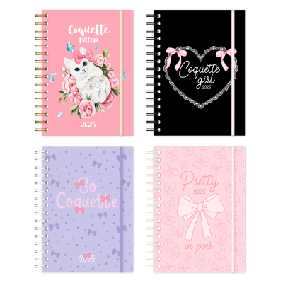 Agenda 16x22 cm semanal Coquette con espiral Onix