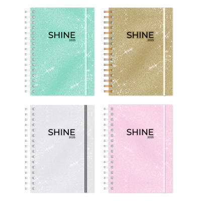 Agenda 16x22 cm diaria Shine con espiral Onix