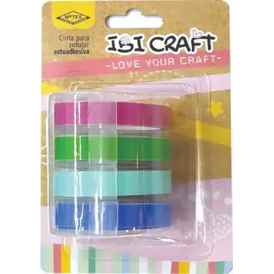 Cintas para rotular Motex 9 mm x3 metros set x4 unidades Pasteles Ibicraft