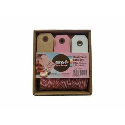 Set tags 30 unidades con hilo 70x35mm cordel rojo Ibicraft