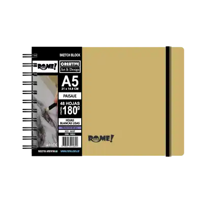 Sketch block A5 Paisaje Eco White x48 hojas lisas blancas de 180 gramos Rome