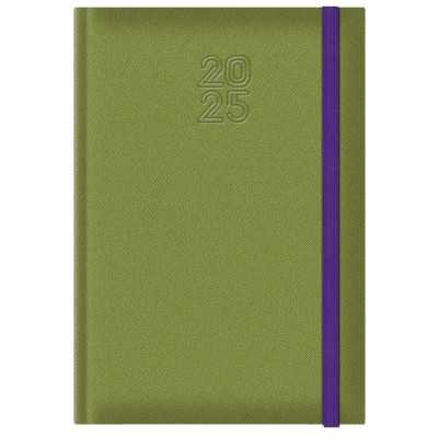 Agenda Nº7 diaria Adria borde pintado verde + elástico morado encuadernada Talbot