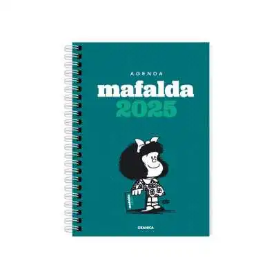 Agenda 19x13 cm semanal MAFALDA verde columna con espiral ediciones Granica