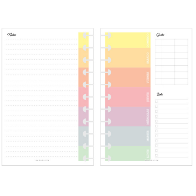 Repuesto cuaderno con sistema de discos 18x25 cm semana+ gastos color Do Decorline