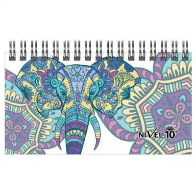 Agenda Power bolsillo con espiral y elástico Elefantes Nivel 10
