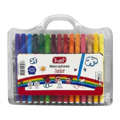 Valija de marcadores Junior x30 colores con libro para colorear Trabi