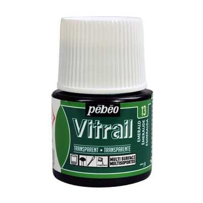 Pintura Vitrail Transparente Esmeralda x45 ml Pebeo