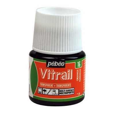 Pintura Vitrail Transparente Naranja x45 ml Pebeo