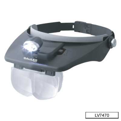 Lupa binocular manos libres con triple luz led 240x220 mm 1.2x, 1.8x, 2.5x 3.5x Galileo