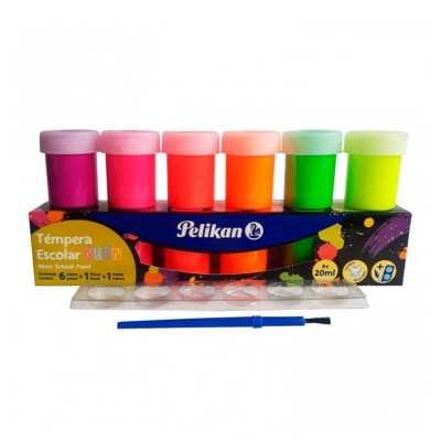 Temperas x6 Potes de 20 ml colores neon surtidos Pelikan