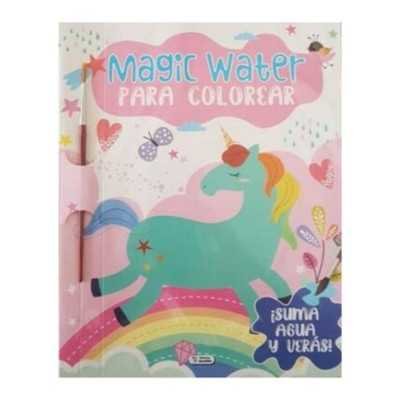 Libro para colorear magic water con pincel Unicornio 21x26 cm 24 paginas School Fun