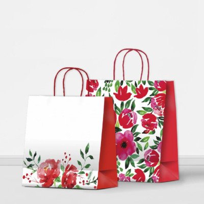 Bolsa regalo Luna Flores Acuareladas 32x10x30 cm Premium Pack