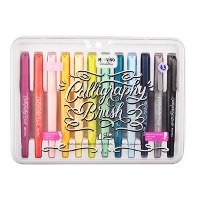 Marcadores caligráficos Calligraphy Brush x12 colores doble punta Mooving