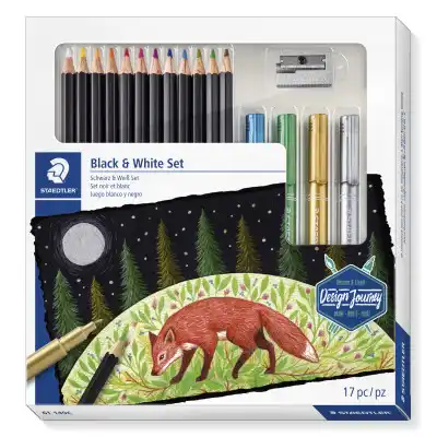 Set para dibujo Black & White Design Journey x17 piezas Staedtler