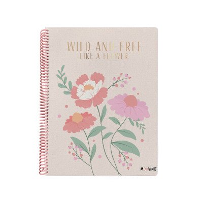 Cuaderno con espiral A4 tapa flexible Garden I x 80 hojas rayado Mooving