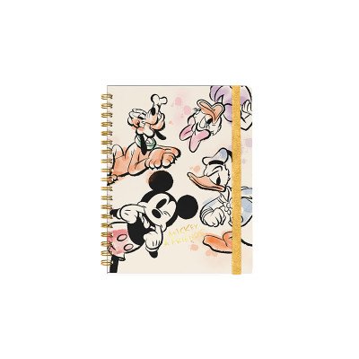 Libreta espiralada A5 Mickey & Friends II x96 hojas rayadas con elástico Mooving