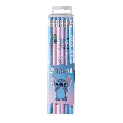 Lápices negros con goma Stitch estuche x6 unidades Mooving