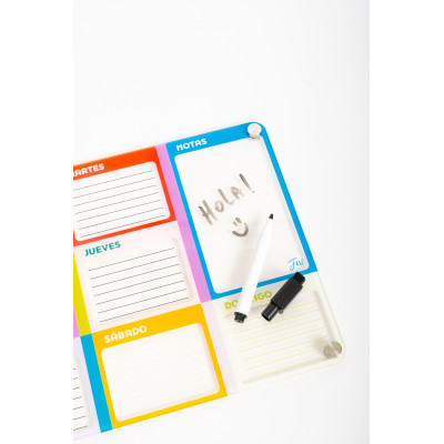Pizarra planner semanal 29,7x21 cms con marcador fw