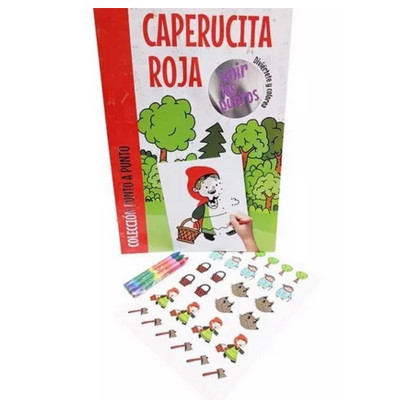 Set de libros de cuentos para pintar 21x27 cms + stickers. Punto a punto: Caperucita roja Editorial Splash