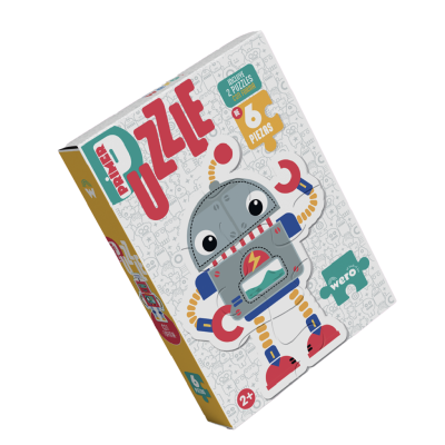 Puzzles con forma "Robots" 6 piezas pack x2 unidades Wero