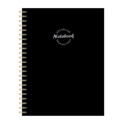 Cuaderno 18x25 cm con espiral negro cuadriculado tapas semi rígidas Do Decorline