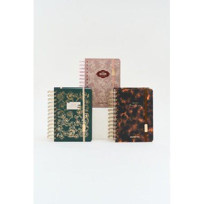 Agenda 12x17 cm 2 dias x pagina Boho con espiral FW