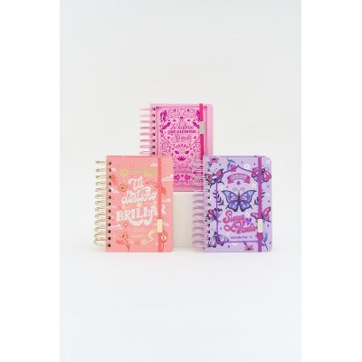 Agenda 12x17 cm 2 dias x pagina Universo con espiral FW