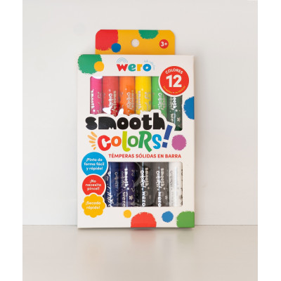 Temperas sólidas en barra Smooth Colors x12 colores Wero