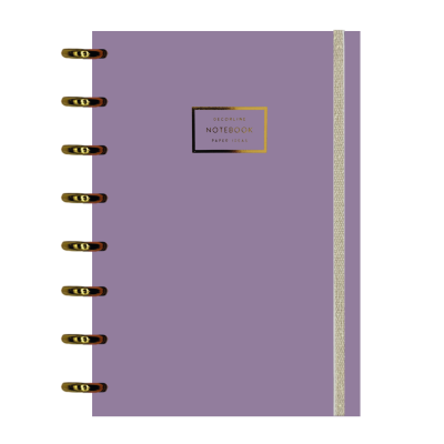 Cuaderno sistema de discos 14x21 cm tapas plast aros oro lila pastel con elástico x110 hojas Do Decorline