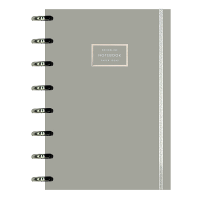 Cuaderno sistema de discos A4 tapas plast aros plata blanco tiza con elástico x110 hojas Do Decorline