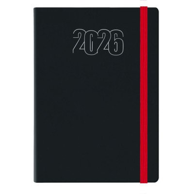 Agenda N°7 Diaria Winner borde pintado negro con elastico rojo encuadernada Talbot