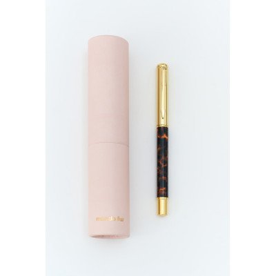 Bolígrafo tinta azul Carey & Gold  con tapa y estuche Minimal FW