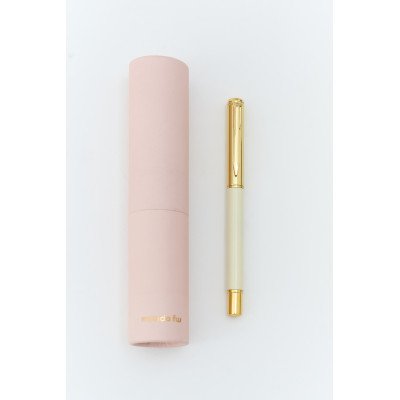 Bolígrafo tinta azul Cream & Gold con tapa y estuche Minimal FW