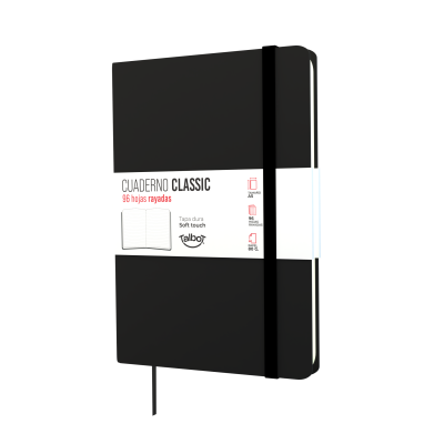 Cuaderno PU 14x21 cm Classic negro x96 hojas rayadas Talbot