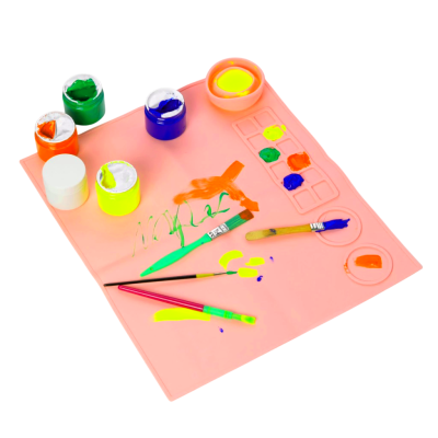 Base de silicona para artes con mezclador y vaso Naranja Olami